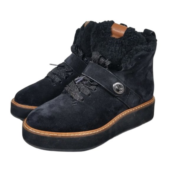 COACH Urban Hiker Boots, Black Suede, Womens Size 6 B / 36.5 - Picture 3 of 11